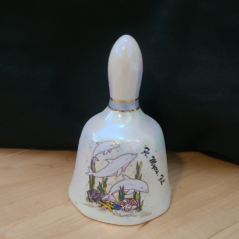 Ft. Myers Florida Decorative Porcelain Bell with Dolphin Design
